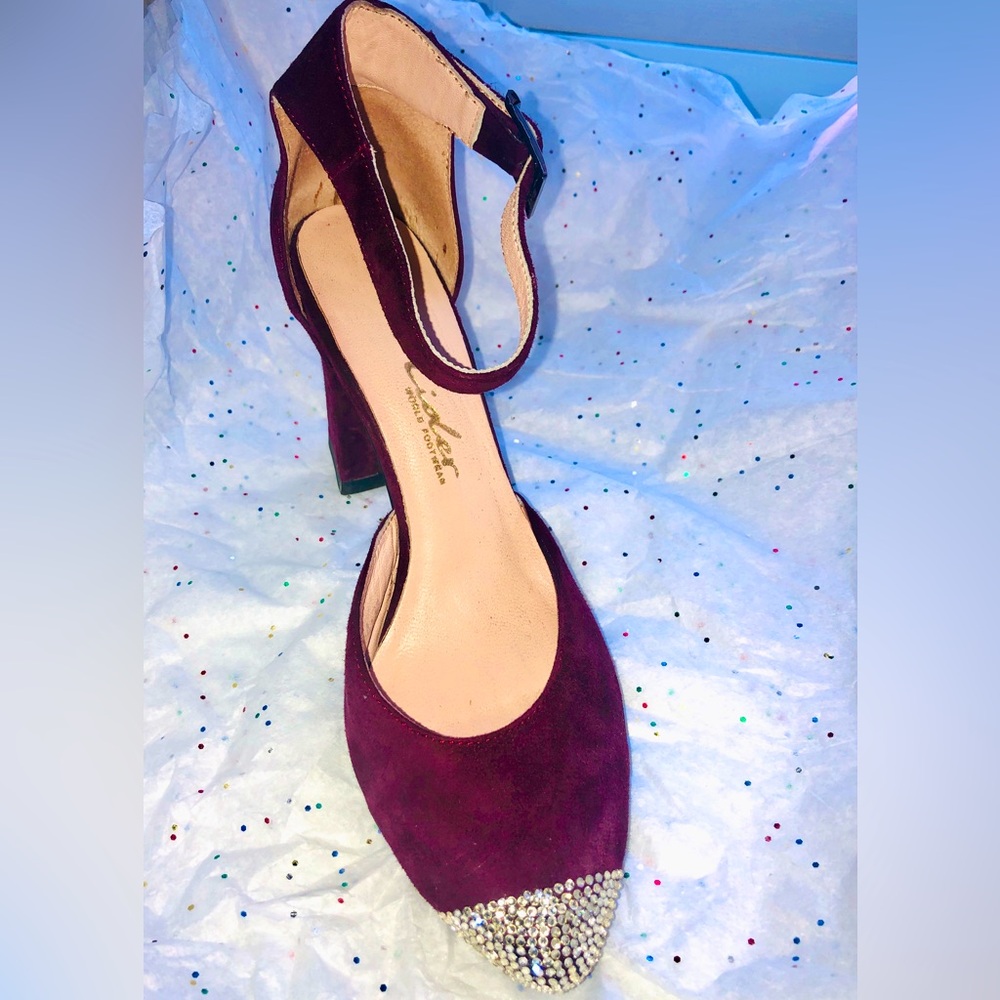 - Genuine Suede Designer Shoes with Rhinestones